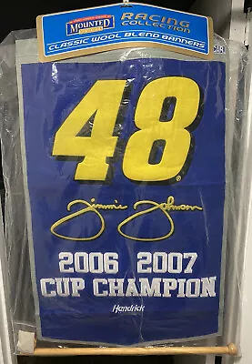 Jimmie Johnson Mounted Memories 22x38' 2006-2007 Nascar Champion Wool Banner • $70