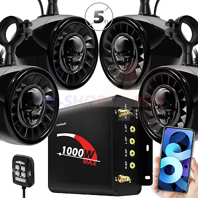 5  1000W Amp Bluetooth ATV UTV RZR Polaris Stereo 4 Speakers Audio System Radio • $379.99