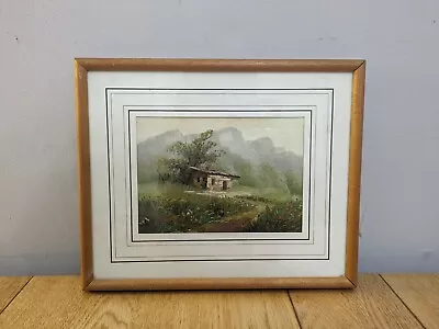 Oil Painting Vintage Landscape Original Countryside Wildlife House Framed Small • £20