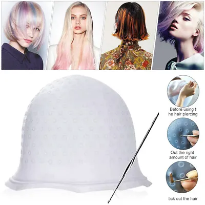 Professional Reusable Hair Coloring Magic Cap Rubber Cap Streaking With Hook • £4.29