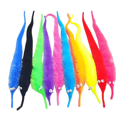 £3.99 • Buy 6PCS Magic Fluffy Trick Twisty Wiggly Worm Furry Teaser Fun Party Gift Bag UK