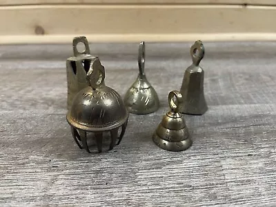 Vintage Brass Bell Lot Of 5 Etched Skoal  • $17