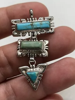 Beautiful Quoc Turquoise Sterling Silver Necklace Pendant QT Native American • $85