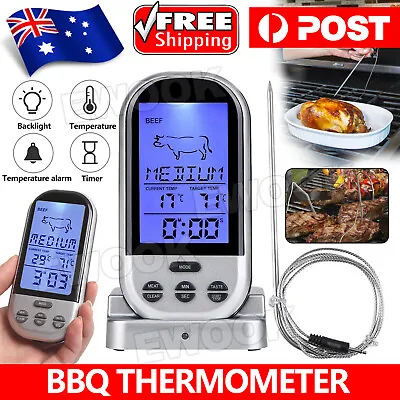 Food Meat Oven BBQ Thermometer Digital Wireless Remote Probe Cooking Set Grill • $17.95