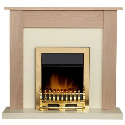 Adam Southwold Fireplace In Oak & Cream With Blenheim Electric Fire In Brass... • £284