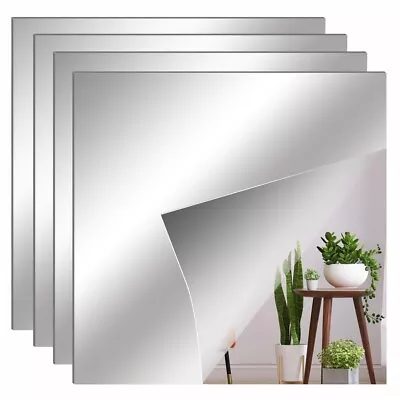 30X30cm Large Mirror Tiles Wall Sticker Square Self Adhesive Stick On DIY Home • £9.99