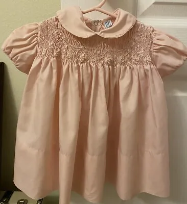 Vintage Cherubs 9m Pink Baby Girl Dress Smocked Dress • $19.99