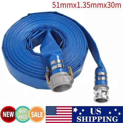 6 Bar PVC Lay Flat Discharge Hose 51mmx1.35mmx30m  Waste Backwash Drain Pump • $79.99