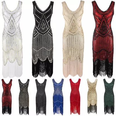 $39.59 • Buy Plus Size Great Gatsby Costume 1920's Cocktail Party Sequin Fringe Flapper Dress