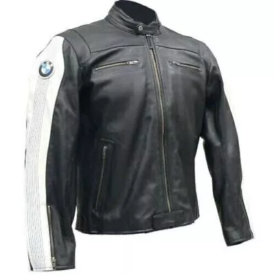 BMW Mens Biker Motorcycle Leather Jacket MOTOGP Motorbike Racing Leather Jackets • $149.99
