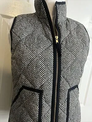 J Crew Womens Herringbone Black Printed Quilted Down Puffer Vest Size XS • $22.50