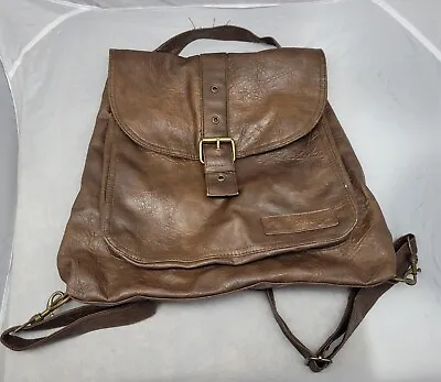 American Eagle Faux Vintage Leather Vinyl Backpack Brown Bag Purse • $9.75