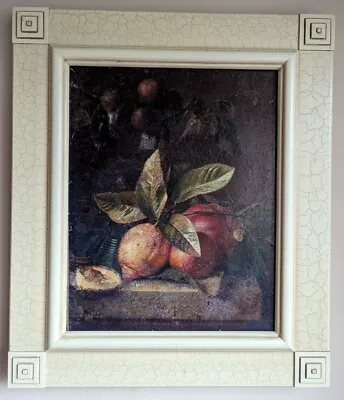 Still Life Small Framed Vintage Picture Print Crackling Effect Ready To Hang • £46