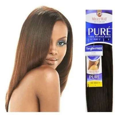 Milky Way Pure Human Hair Weave Weft Extension - 16 Inches Colour 1B Off Black • £44.99