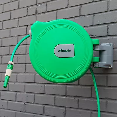 Woodside 30m Auto Rewind Retractable Wall Mounted Garden Hose Reel • £74.99