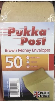 Pukka Post 50x Small Brown Self Seal Lunch Dinner Petty Cash Money/coin Envelops • £3.89