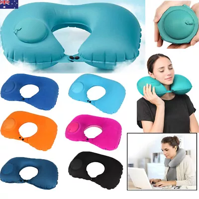 $7.99 • Buy Press Type Inflatable U Shaped Travel Neck Pillow Car Flight Head Rest Cushion