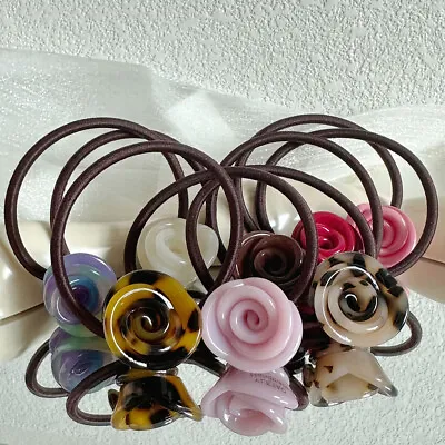 Hair Tie Ponytail Holders Mini Rose Elastics For Women Rubber Band Hair Rope • $2.19