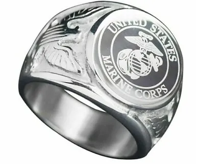 USA Military Ring US Army United States Marine Corps Men Signet Stainless Steel • $14.99