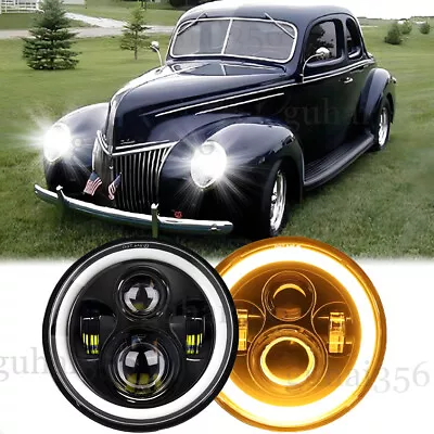 For Ford Deluxe 1939-1951 Halo 7  Inch Round LED Headlights DRL Angel Eyes Pair • $52.20