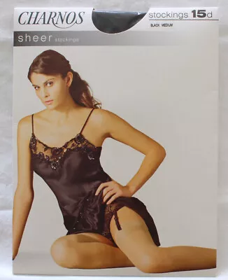 Charnos Sheer Stockings Black Medium 15 Denier • £3.50