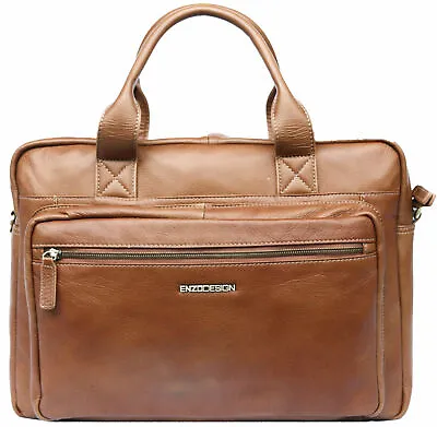 Leather Briefcase Business Laptop Bag Messenger Work Soft Shoulder Satchel • £169.99