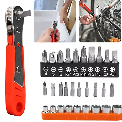 Right Angle Magnetic Screwdriver Mini Ratchet Wrench Drive High Torque Offset • £5.01