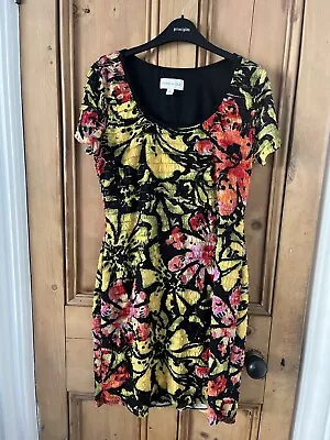 Womens Qvc Ronni Nicole Floral Multicoloured Ruffle Frilled Dress Size 12 • £10