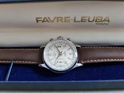 Favre-leuba Vintage Chrono Metal And Steel Case MM 36 Silver Dial Venus 188 Box • $2148.13