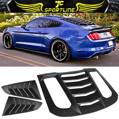 Fits 15-23 Ford Mustang V2 Style Rear +Side Window Louver Cover Windshield ABS • $168.99