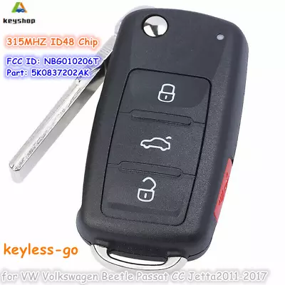 For Volkswagen Beet 4Button PROXIMITY Flip Key Remote Fob NBG010206T 5K0837202AK • $49.33