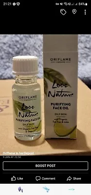 LOVE NATURE Purifying Face Oil With Organic TEA TREE & LIME 10 Ml Oriflame Sale • £5