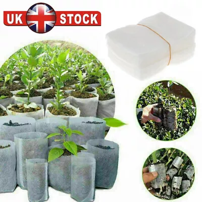 £4.75 • Buy 100 Plant Flower Grow Seedling Fibre Pots Nursery Bag Biodegradable Non-Woven UK