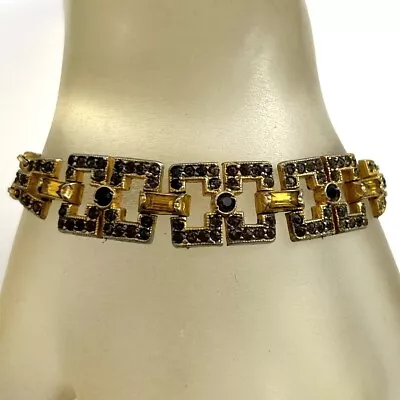 Vintage Art Deco Jewelry Rhinestone Bracelet Gold Wash Small Wrist • $42.99