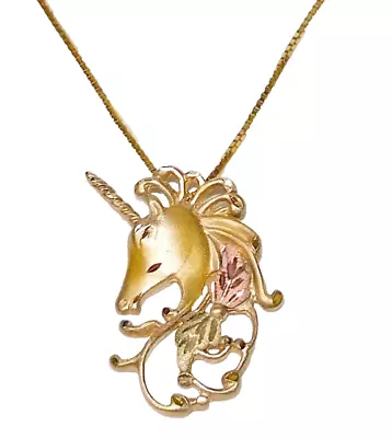 Black Hills Gold 10k Unicorn Large Pendant 14kt Chain • $199