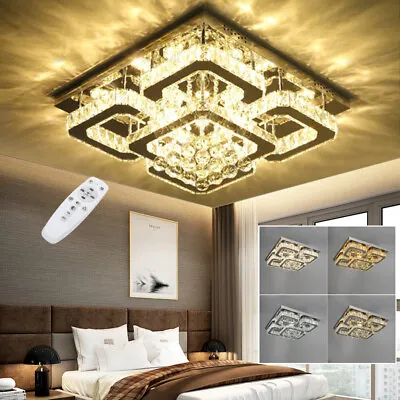 Modern LED Crystal Ceiling Lights Pendant Chandelier Lamp Living Room Kitchen • £13.99