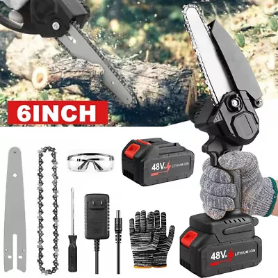 6'' Mini Handheld Electric Chainsaw Cordless Chain Saw Wood Cutter Rechargeable • $38.71