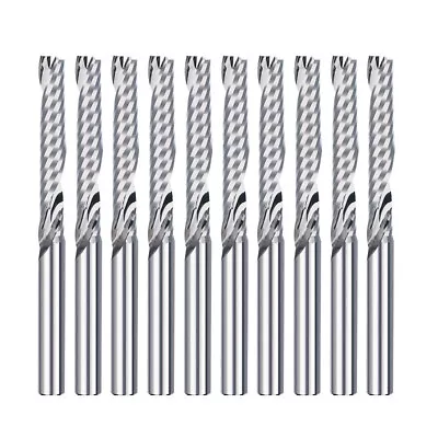 10Pcs Carbide End Mill CNC Spiral Router Bit Single Flute For Acrylic Hard Wood • £11.99