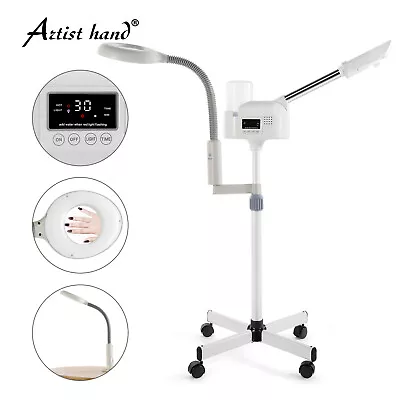 2IN1 Hot Facial Steamer 5X LED Magnifying Lamp UV Ozone LCD Salon Spa Skin Care • $62.99