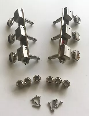 3-On-Plate Waffle-back Series Guitar Tuners Machine Heads Nickel Buttons • $19.95