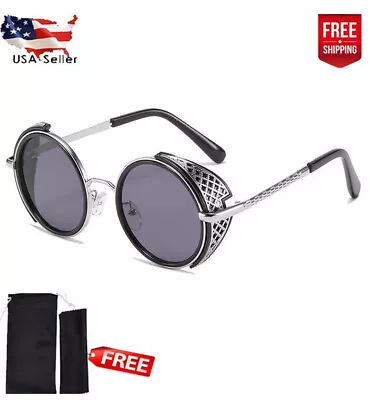 Retro Round Polarized Sunglasses Men Women Vintage Gothic Steampunk Glasses • $19.99