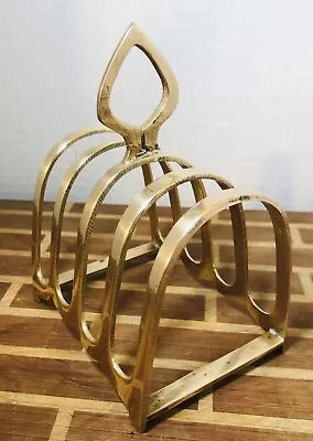 Vintage Brass 4 Slices Toast Rack Letter Holder Carry Handle • $19.99