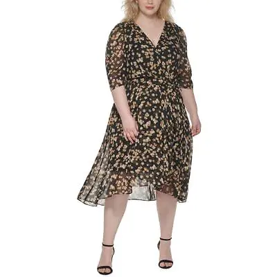Tommy Hilfiger Womens Chiffon Floral Work Midi Dress Plus BHFO 3078 • $23.99