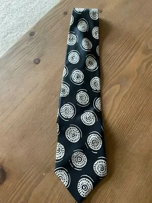 ModaItalia Collezione Men's Silk Tie - Great Black And White Circular Design • $12.99