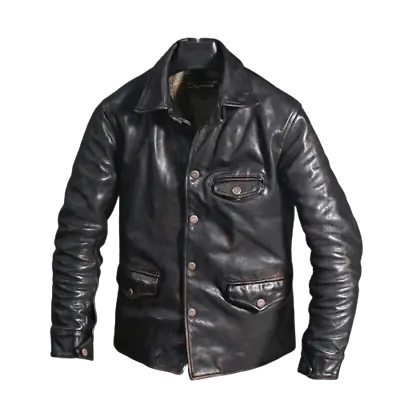 Mens Vintage Distressed Black Motorcycle Jacket Casual Biker Leather Jacket Coat • $94.99