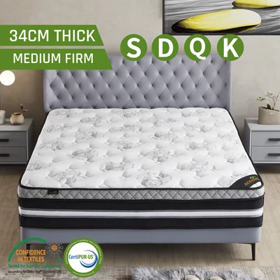 $139 • Buy Memory Foam Mattress Single Double Queen King Bed Pocket Spring Euro Top 34CM