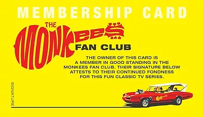 The Monkees Fan Club Membership Card • $3.99