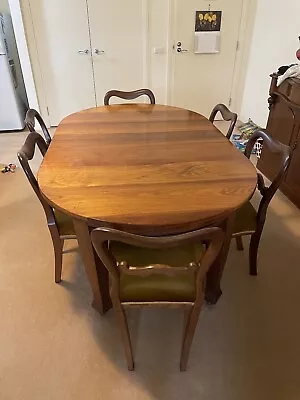$750 • Buy Antique Dining Table And 6 Upholstered Chairs-Extendable