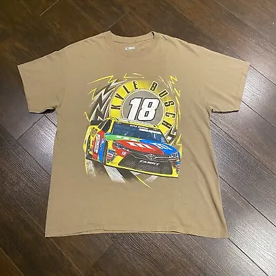 KYLE BUSCH #18 NASCAR T-Shirt Mens Size L Brown Double Sided M&M’s Sponsored • $13.97