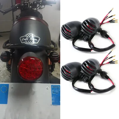 4x Cafe Racer Motorcycle Turn Signals Lights Red For Harley Suzuki Honda Yamaha • $29.12